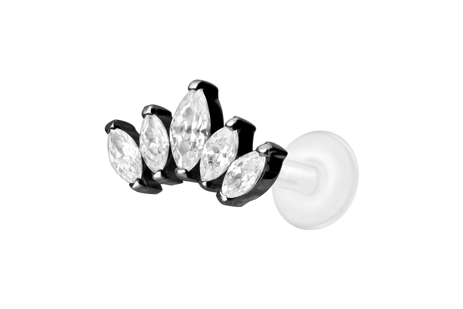 PTFE Labret Piercing mit Innengewinde + Titan-Aufsatz LOTUSBLÜTE